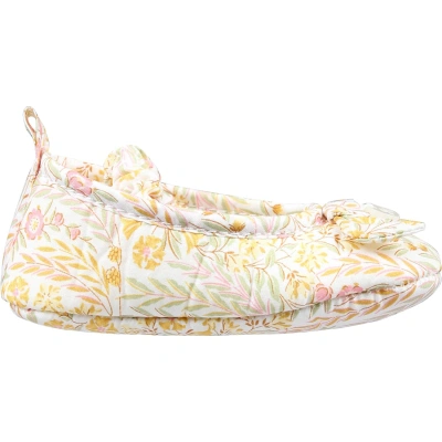 Tartine Et Chocolat Kids' Ivory Ballet Flats For Baby Girl With A Liberty Fabric