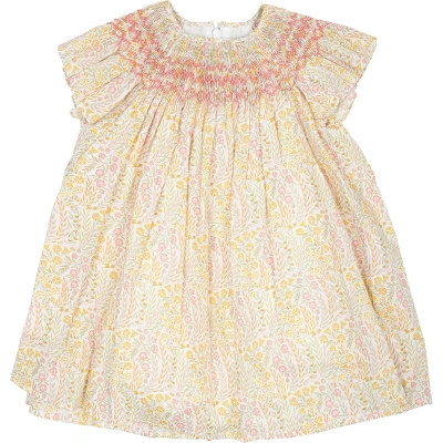 Tartine Et Chocolat Ivory Casual Dress For Baby Girl With Liberty Fabric