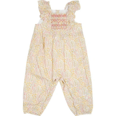 Tartine Et Chocolat Kids' Ivory Dungarees For Baby Girl With Liberty Fabric