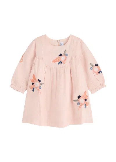 Tartine Et Chocolat Babies'  Kids Floral-embroidered Cotton-blend Dress (3-12 Months) In Pink