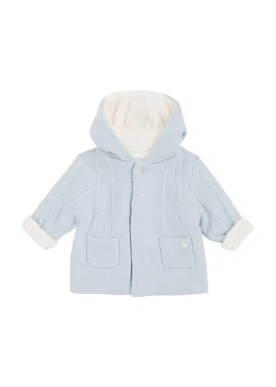 Tartine Et Chocolat Kids Hooded Cotton-blend Cardigan In Blue