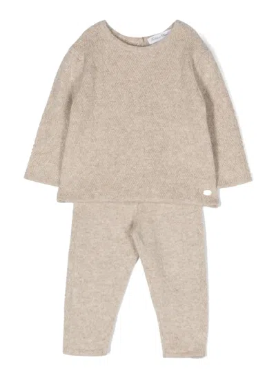 Tartine Et Chocolat Babies' Knitted Cashmere Trouser Sets In Neutrals