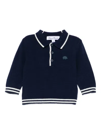 Tartine Et Chocolat Babies' Knitted Polo Shirt In Blue