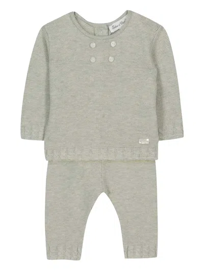 Tartine Et Chocolat Babies' Knitted Trousers Set In Green