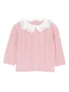 Tartine Et Chocolat Lace-collar Cable-knit Sweater In Pink