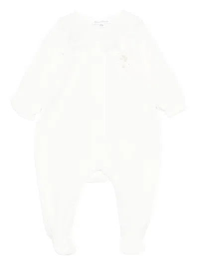 Tartine Et Chocolat Babies' Lace-collar Romper In Animal Print