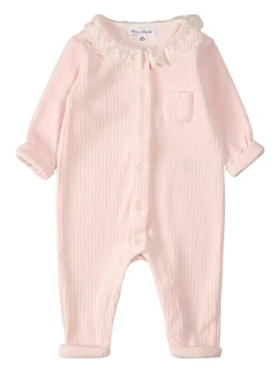 Tartine Et Chocolat Babies' Lace-collar Romper In Pink