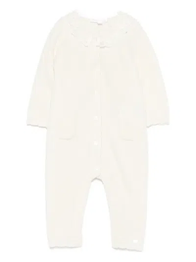 Tartine Et Chocolat Babies' Lace Collar Rompers In White