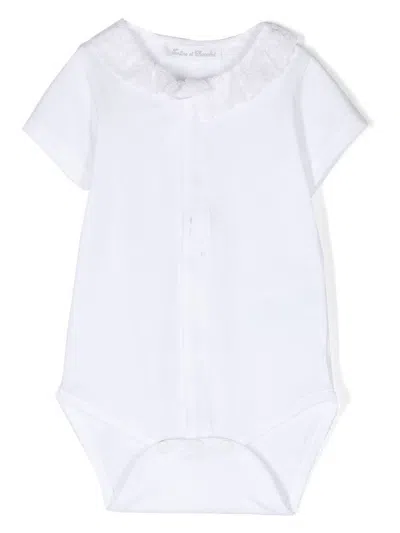 Tartine Et Chocolat Babies' Lace Collar Short-sleeve Body In Bianco