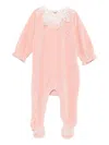Tartine Et Chocolat Lace-collar Velvet Pajama In Pink