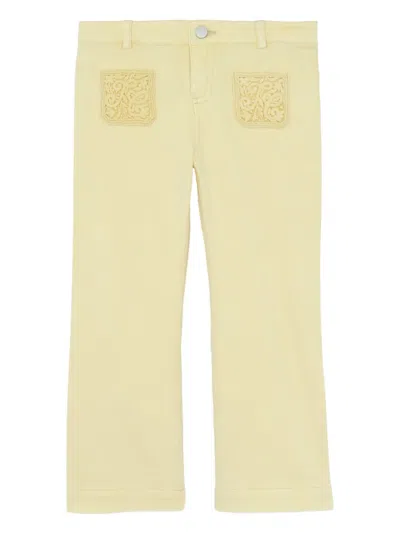 Tartine Et Chocolat Kids' Lace-embroidered Trousers In Brown