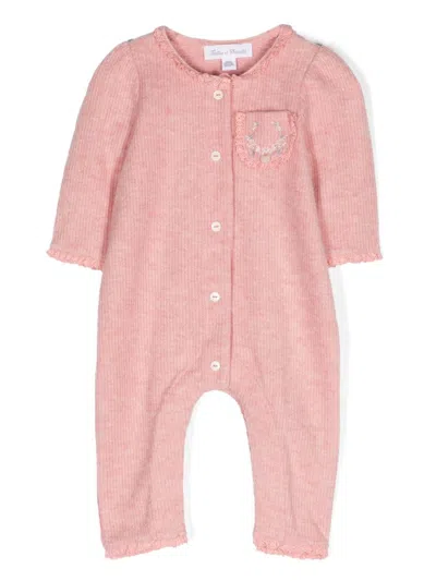 Tartine Et Chocolat Babies' Lace-trim Romper In Pink