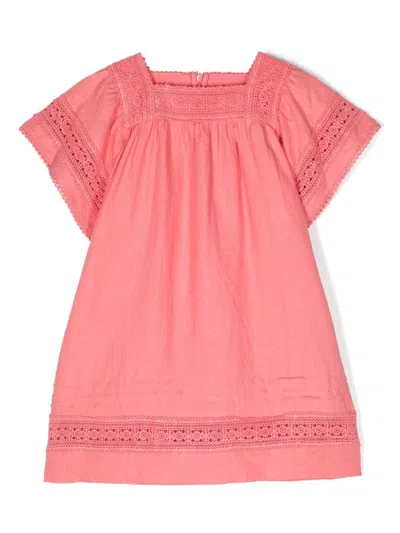 Tartine Et Chocolat Kids' Lace-trim Square-neck Dress In Pink