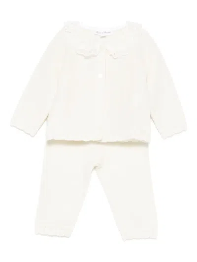 Tartine Et Chocolat Babies' Lace-trim Trousers Set In Neutral