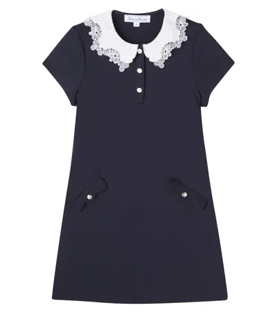 Tartine Et Chocolat Kids' Lace-trimmed Cotton Dress In Blue