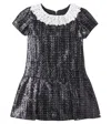 Tartine Et Chocolat Lace-trimmed Sequined Tweed Dress In Black
