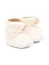 Tartine Et Chocolat Lace-up Teddy Booties In Neutral