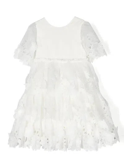 Tartine Et Chocolat Kids' Layered Floral-lace Dress In White