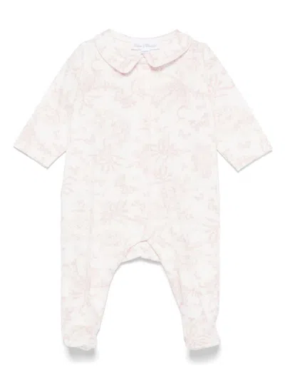Tartine Et Chocolat Babies' Leaf-print Velvet Pyjamas In Pink