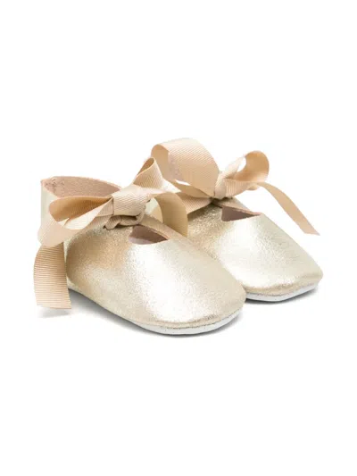 Tartine Et Chocolat Babies' Leather Pre-walkers In Gold