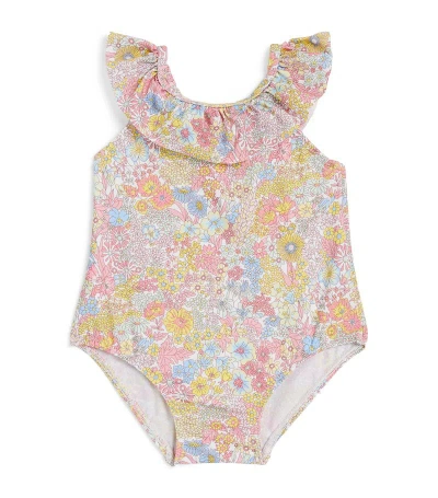 Tartine Et Chocolat Liberty Print Floral Ruffle Swimsuit (3-36 Months) In Yellow