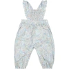 TARTINE ET CHOCOLAT LIGHT BLUE COTTON DUNGAREES FOR BABY GIRL WITH FLORAL PRINT