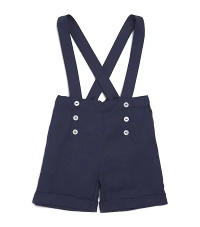 Tartine Et Chocolat Kids' Linen Chino Shorts And Bracers In Blue