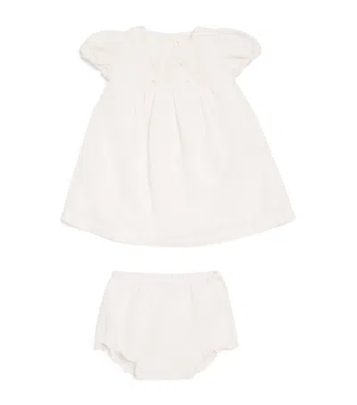 Tartine Et Chocolat Kids' Linen-cotton Embroidered Dress And Bloomers In White