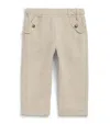 Shop Tartine Et Chocolat Linen Embroidered Trousers In Beige
