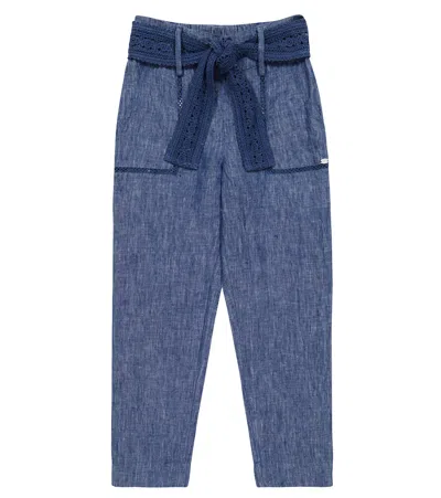 Tartine Et Chocolat Kids' Linen Pants In Blue