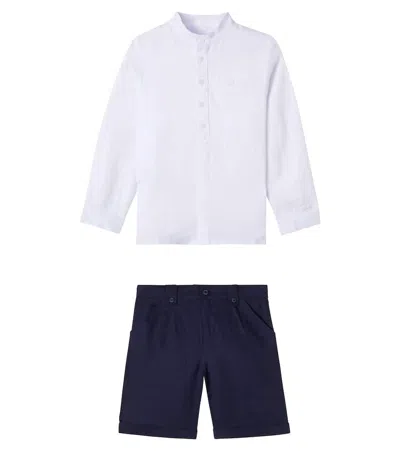 Tartine Et Chocolat Kids' Linen Shirt And Shorts Set In Multi