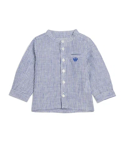 Tartine Et Chocolat Kids'  Linen-cotton Stripe Shirt In Blue