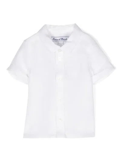 Tartine Et Chocolat Babies' Logo-embroidered Linen Shirt In White