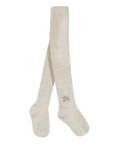 Tartine Et Chocolat Babies' Logo-embroidered Tights In Neutral