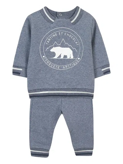 Tartine Et Chocolat Kids' Logo-print Tracksuit Set In Blue