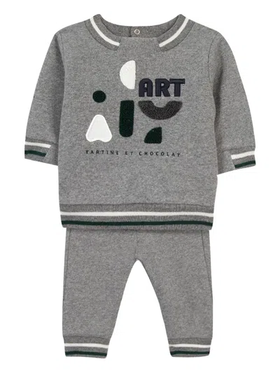 Tartine Et Chocolat Kids' Logo-print Tracksuit Set In Grey