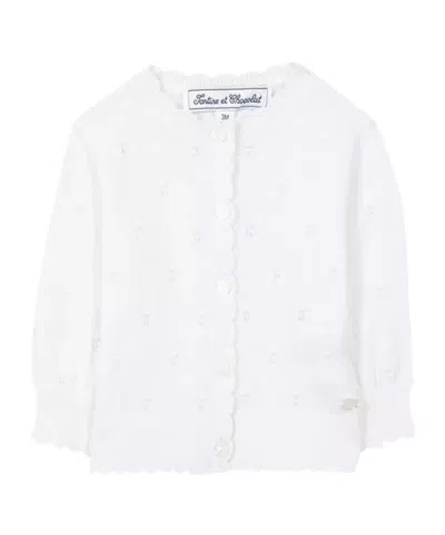 Tartine Et Chocolat Long-sleeved Knitted Cardigan In White