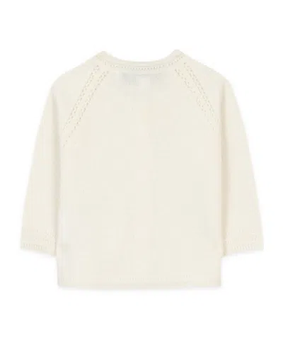 Tartine Et Chocolat Long-sleeved Knitted Cardigan In White