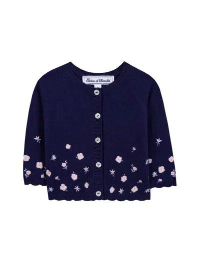 Tartine Et Chocolat Mini Cardigan With Floral Design In Blue