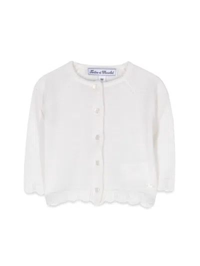Tartine Et Chocolat Mini Cashmere Cardigan For Baby Girls In White