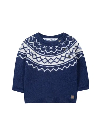 Tartine Et Chocolat Mini Classic Wool Sweater For Boys In Blue