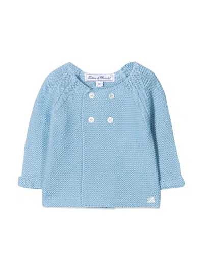 Tartine Et Chocolat Mini Cotton Sweater For Baby Girls In Baby Blue
