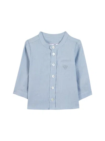 Tartine Et Chocolat Mini Linen Shirt For Boys In Blue