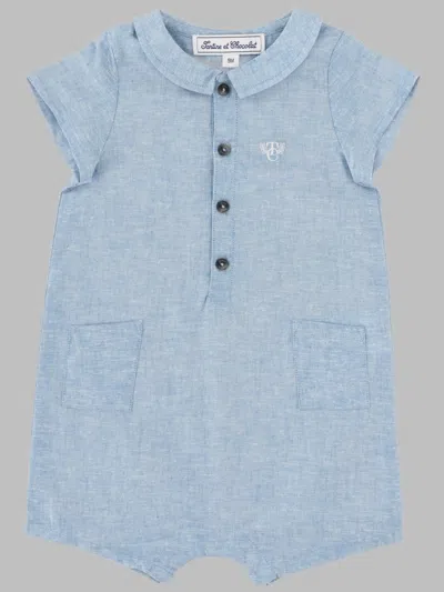 Tartine Et Chocolat Mini Short Jumpsuit For Boys In Blue