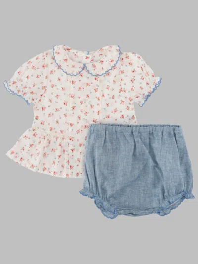 Tartine Et Chocolat Mini Short Outfit For Girls In Blue