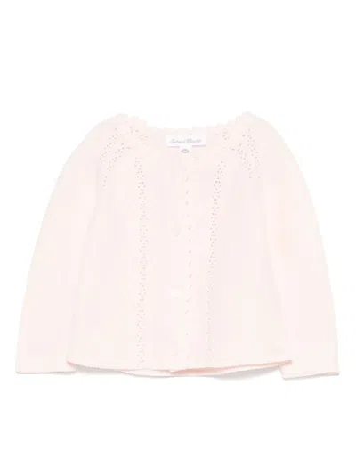 Tartine Et Chocolat Babies' Open Work Cardigan In Pink