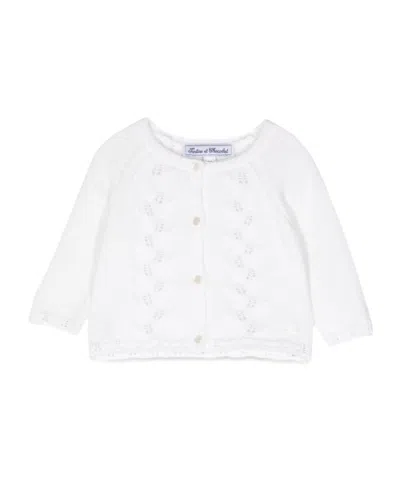 Tartine Et Chocolat Openwork-detailing Cotton Cardigan In White