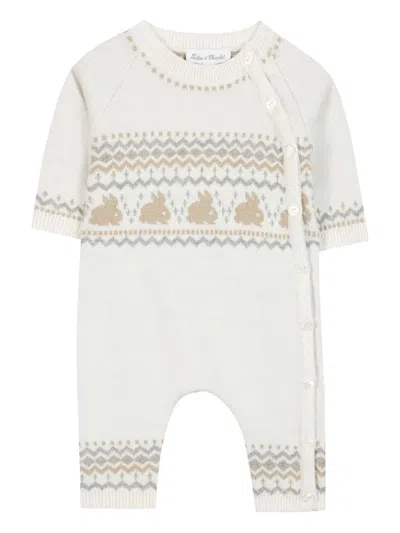 Tartine Et Chocolat Babies' Patterned-intarsia Romper In White