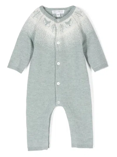 Tartine Et Chocolat Babies' Patterned-jacquard Rompers In Green