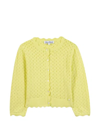 Tartine Et Chocolat Kids' Perforated Cardigan In Yellow